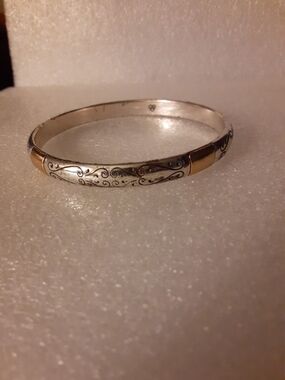 Brighton Venezia Signed Two Tone Bangle Bracelet Silver Gold Tone Stackable